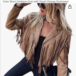 Amazon Fringe Faux Suede Jacket